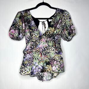 TOPSHOP Floral Satin Tea Blouse Size 4